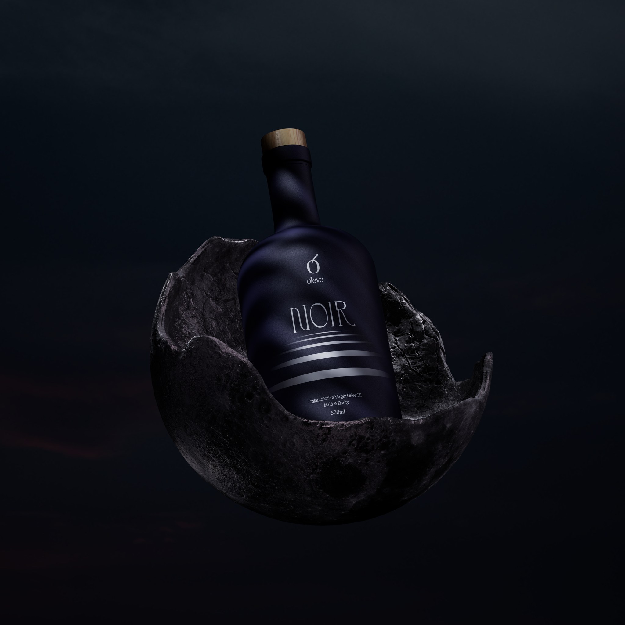 Ol-eve NOIR in a dark stone bowl