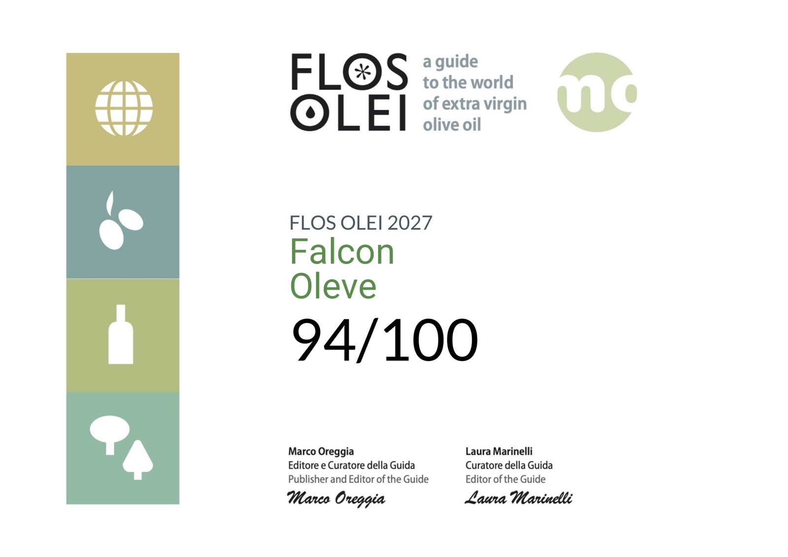 Our Flos Olei 2027 diploma: Falcon – Oleve, 94/100