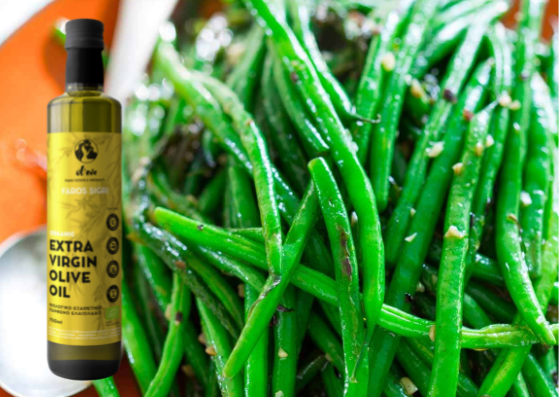 Ulei de măsline extravirgin organic Ol-eve Faros Sigri cu fasole verde călită și usturoi